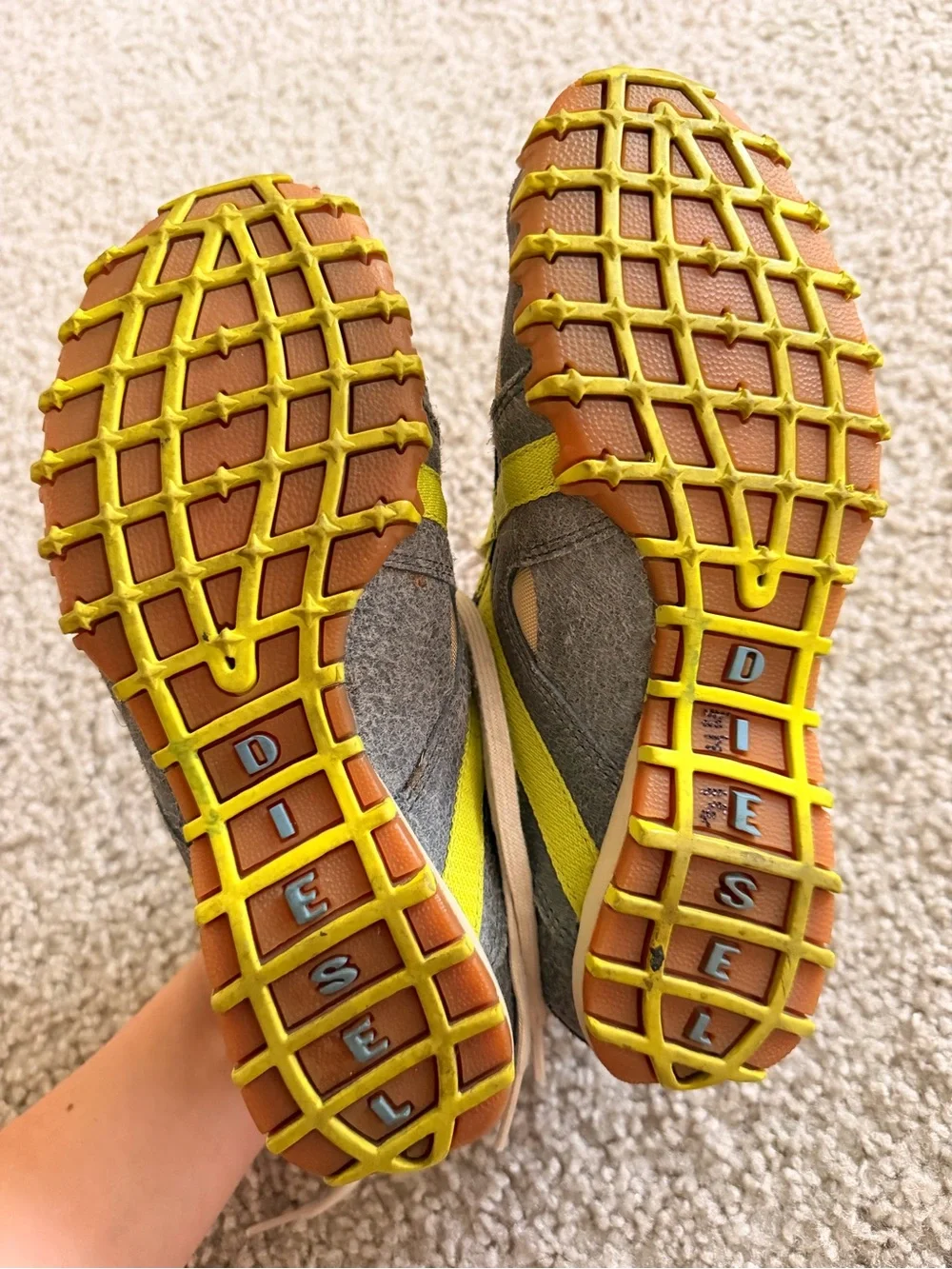 Diesel Y2K Beige, Gray & Yellow Accent Sneakers